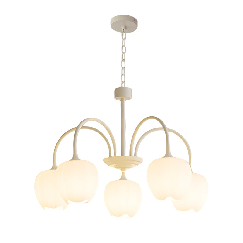 Tulips Flowers Led Milky White Chandelier Li002603