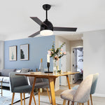 Nordic LED Ceiling Fan with Light – Electroplated Metal & Acrylic Flush Mount