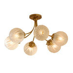 Modern Brass Carved Glass Semi Flush Mount Ceiling Light 6 8 Light