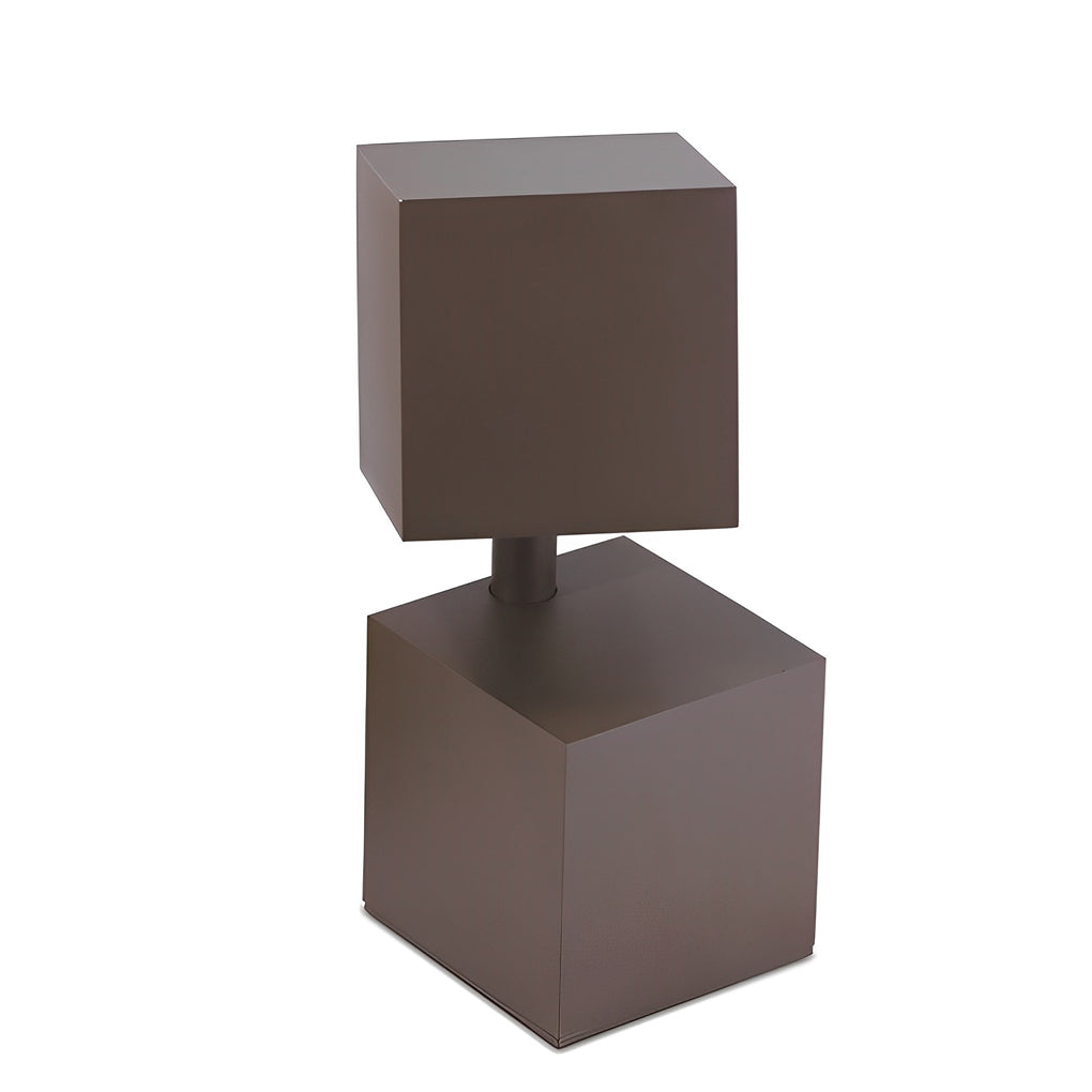 Geometric Black Solar Lawn Light with LED Illumination for Modern Gardens