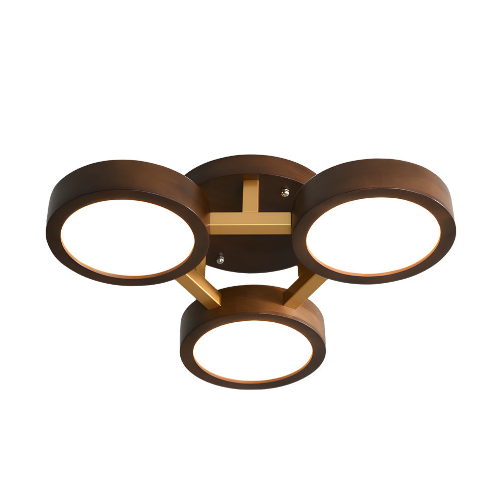 Modern Sputnik 3 4 5 Light Walnut Circles Flush Mount Led Ceiling Light