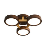 Modern Sputnik 3 4 5 Light Walnut Circles Flush Mount Led Ceiling Light
