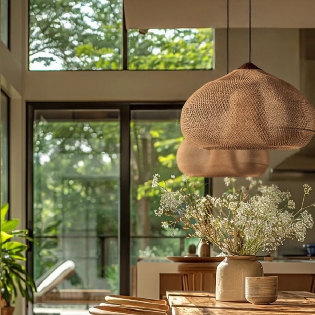 Vintage Rattan Woven Chandelier