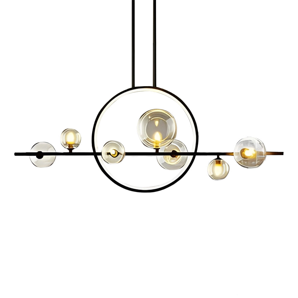 Modern Black Glass Bubble LED Chandelier for Dining Room and Kitchen Island