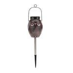 2 Pack Solar Lanterns Flickering Flame Metallic Owl Stake Solar Lights Garden Landscape Lights For Outdoor Decor