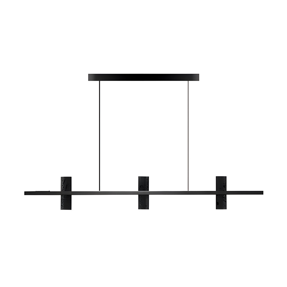 Led Copper Black Stone Linear Island Pendant Light