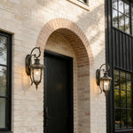 European Vintage Outdoor Wall Lantern in Antique Brass and Clear Glass