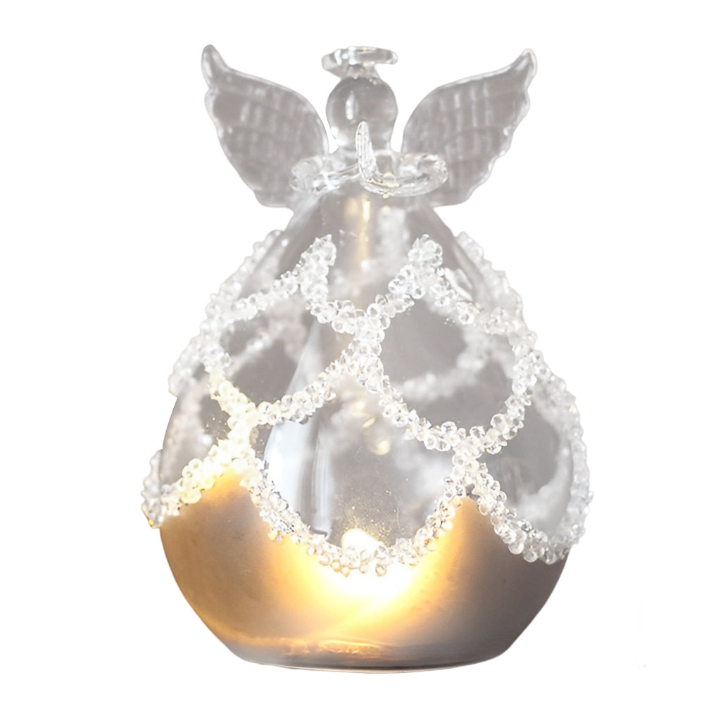 Lumière Céleste Glass Angel LED Table Lamp – Ethereal Night Light for Modern Interiors