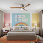 Nordic Wood Ceiling Fan with LED Light – Modern Flush Mount for Living Spaces
