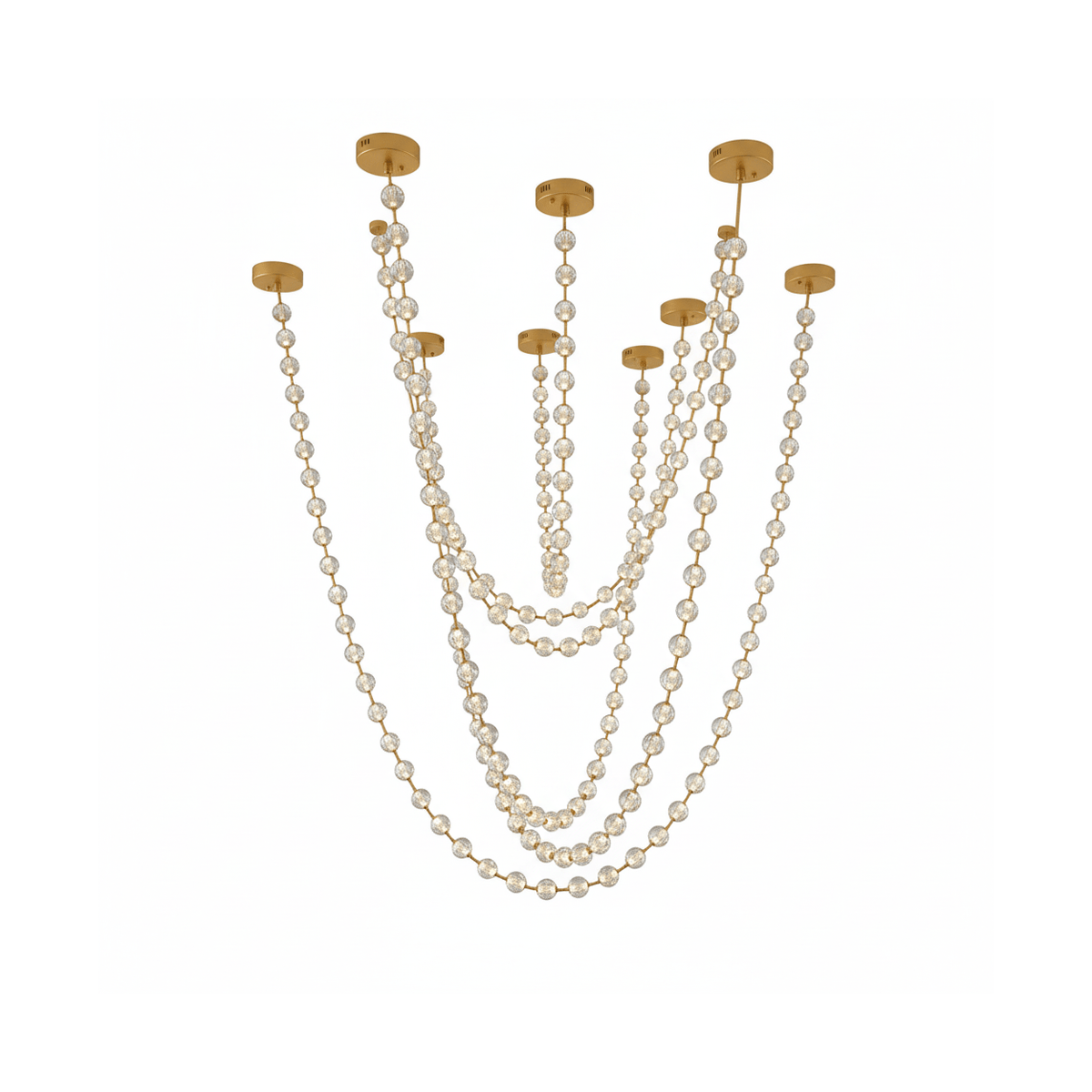 Strand Necklace Chandelier — Modern Gold & Acrylic LED Pendant Light