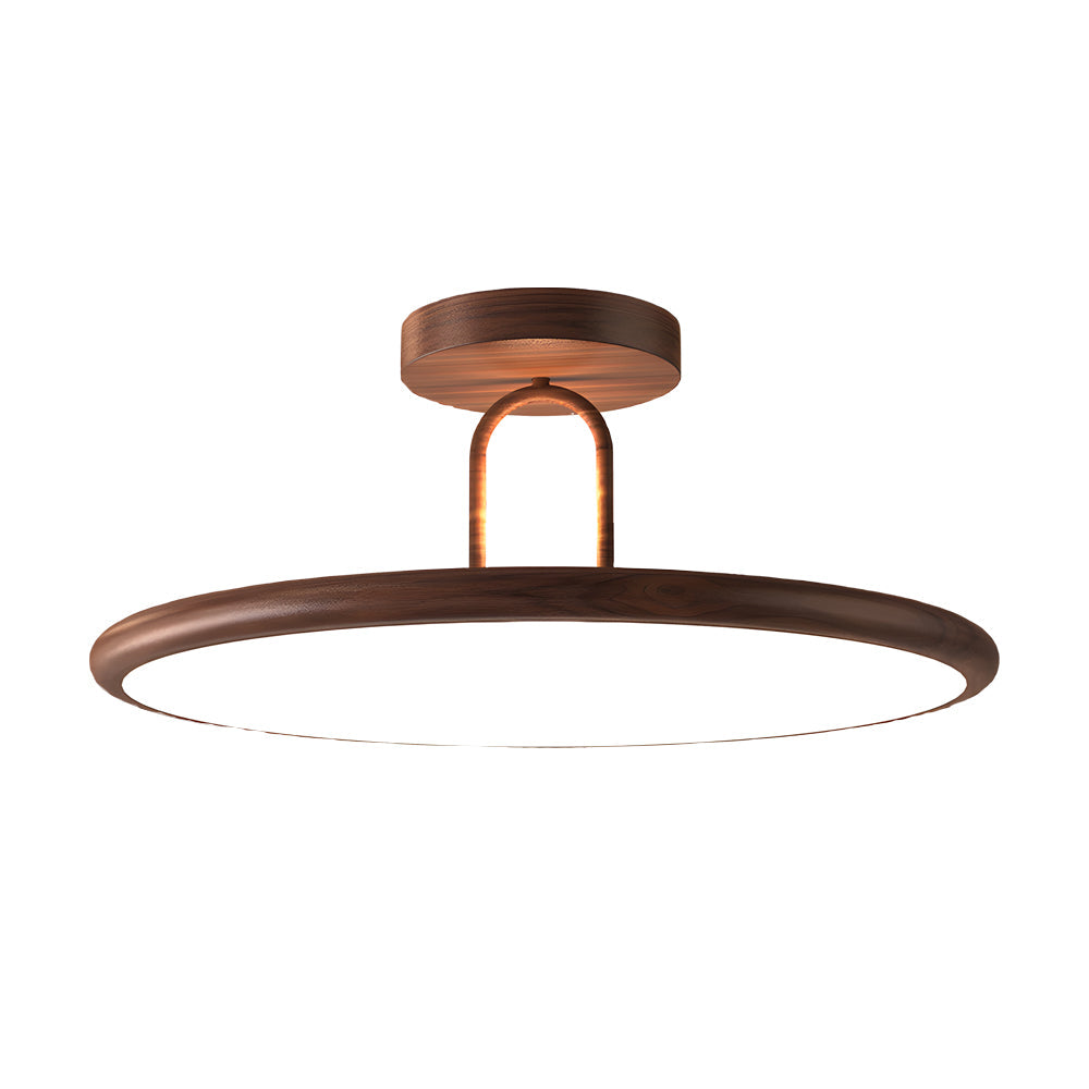 15 7 19 7 In Wood Grain Round Semi Flush Mount Ceiling Light