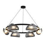 Round 6 8 10 Lights Curved Striped Glass Led Dimmable Nordic Chandelier Li002764