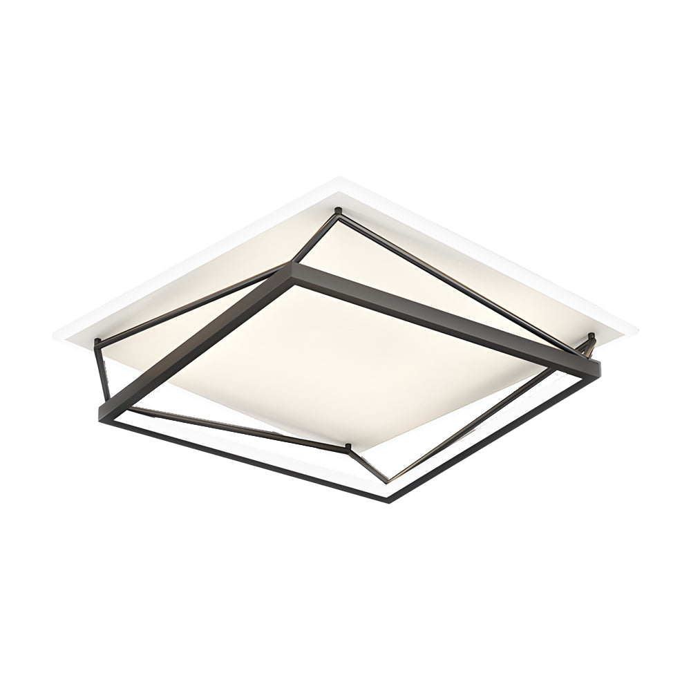 Nordic Geometric Art Black Led Flush Mount Ceiling Light