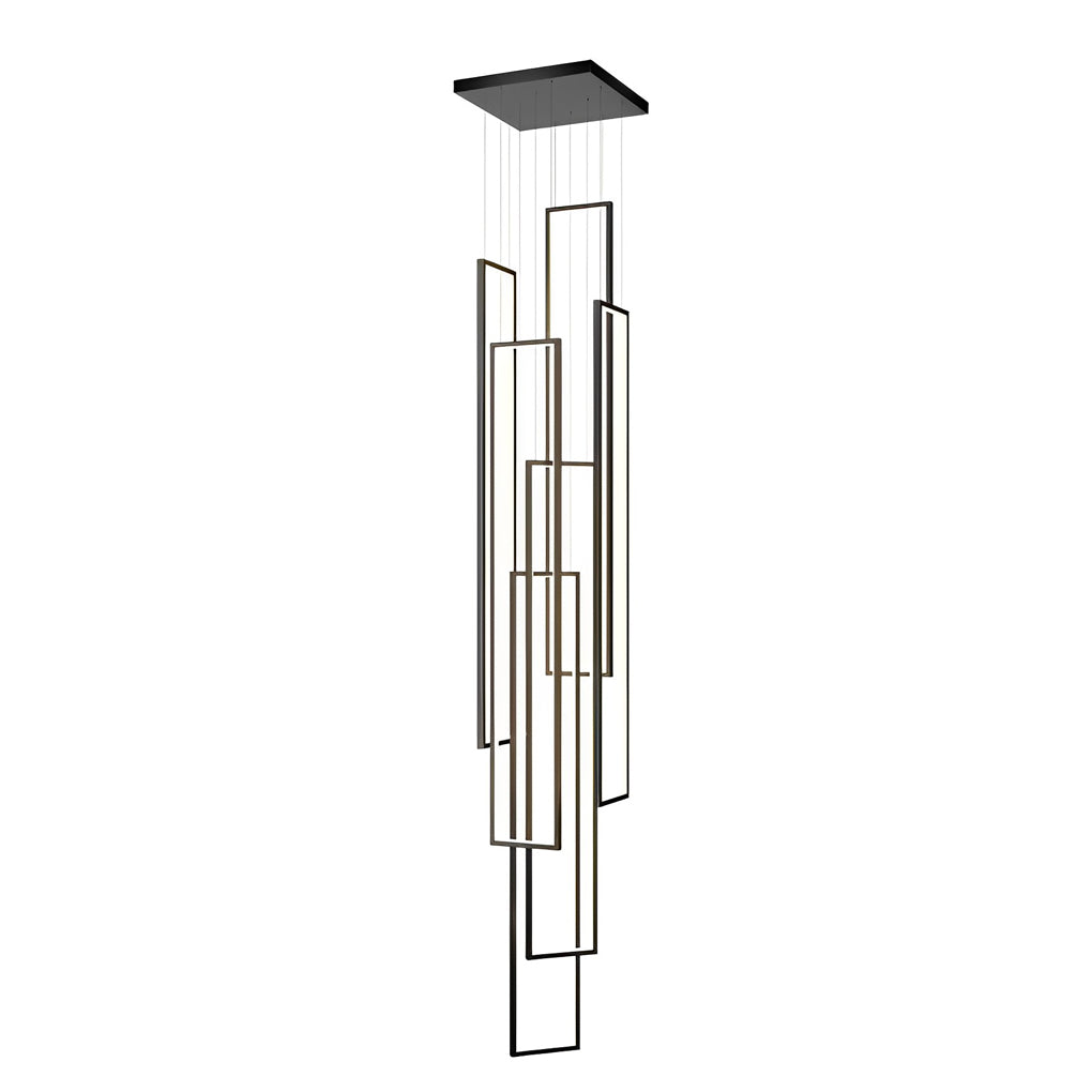 Nordic Black Aluminum LED Linear Staircase Chandelier