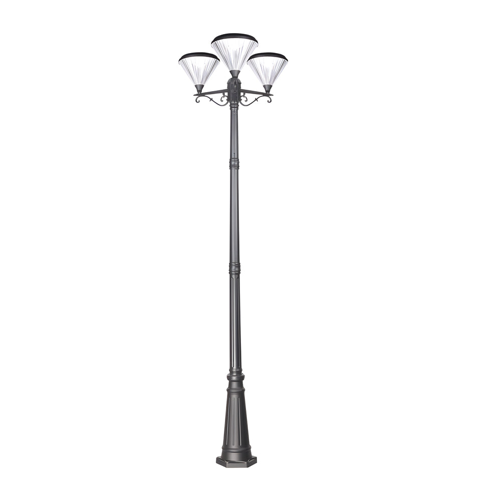 102 Inch Black Outdoor Street Light With 3 Light Post Lamp And Pole