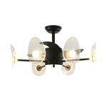 31 In Black Round Acrylic Ceiling Fan With Light And Remote 3 Blades