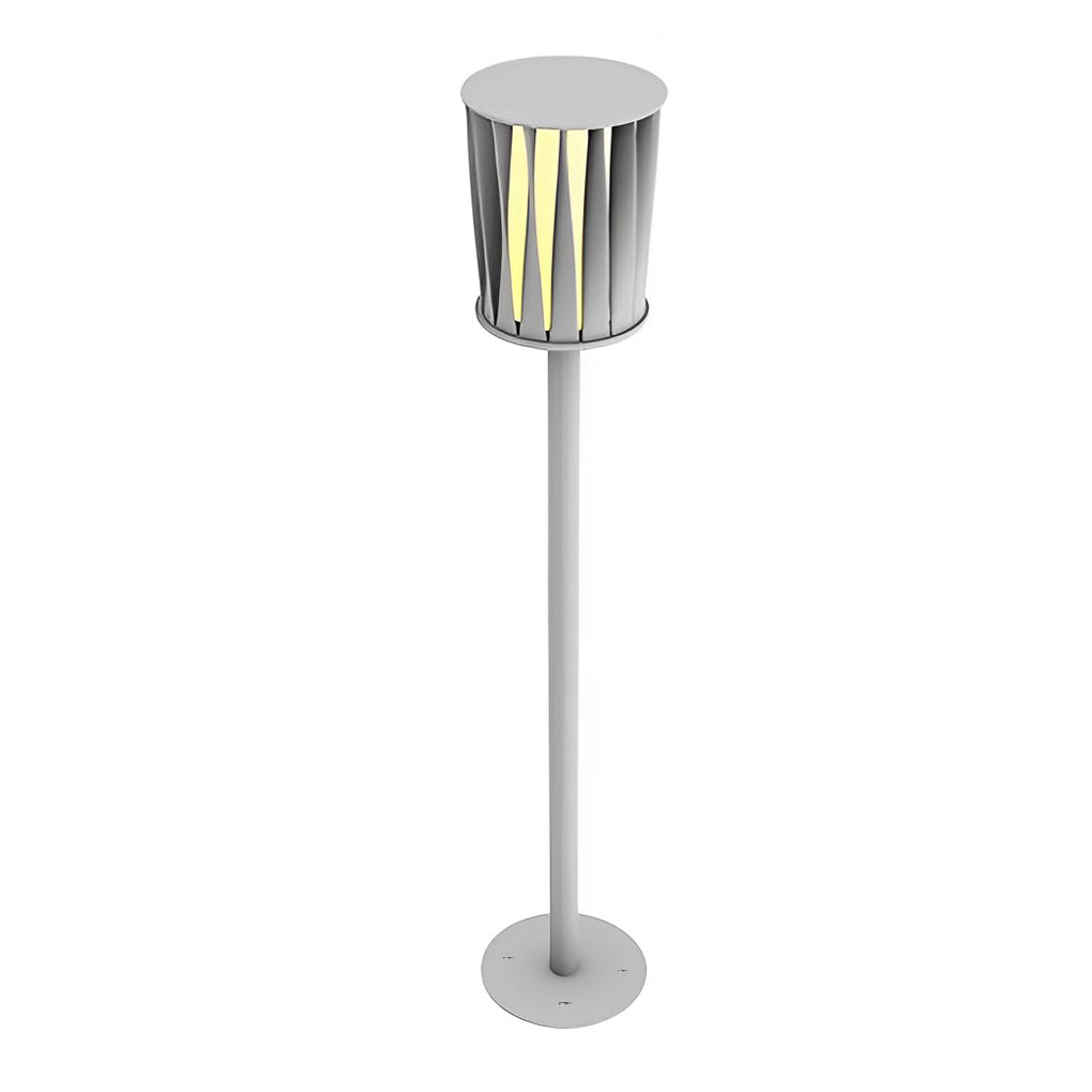 Rotating Stainless Steel Outdoor Floor Lamp with Vertical Slats