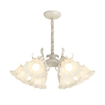 6 Heads Flowers Leaves Three Step Dimming French Style Chandelier Lamp
