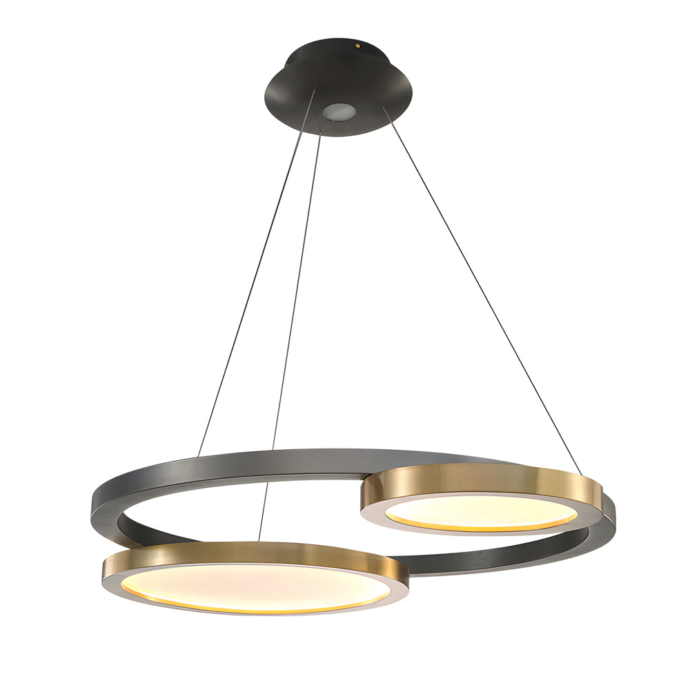 Circular Led Chandelier Multi Ring Hanging Suspension Lights In Brass Pearl Black Finish