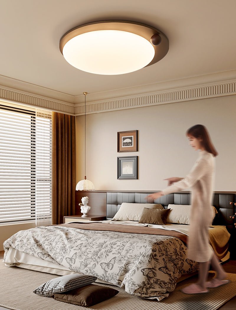 Walnut Wood Accent LED Flush Mount Ceiling Light