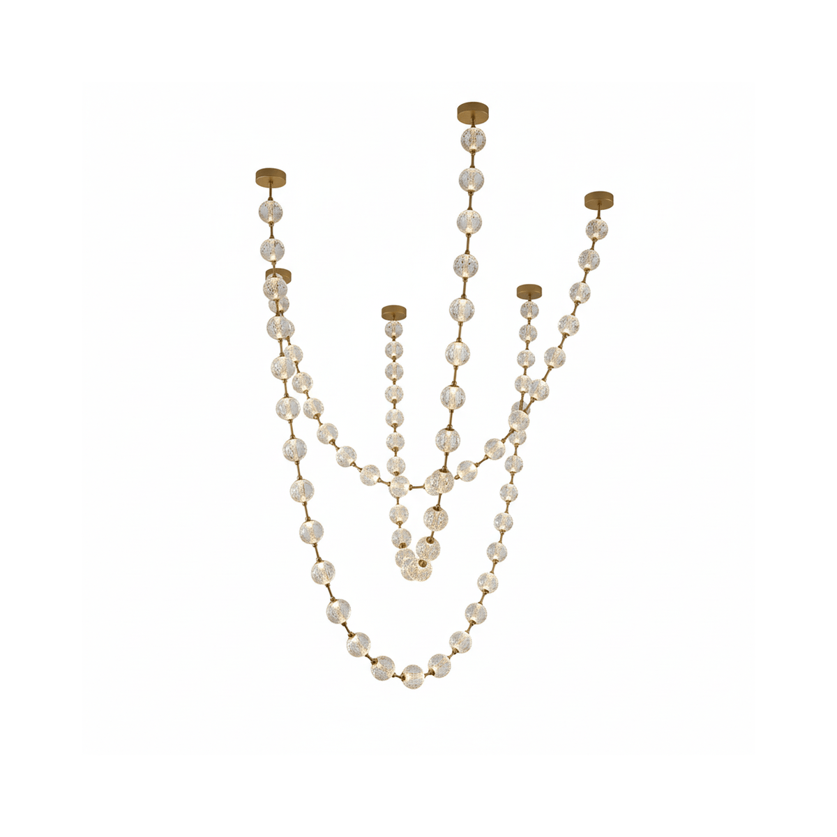 Strand Necklace Chandelier — Modern Gold & Acrylic LED Pendant Light