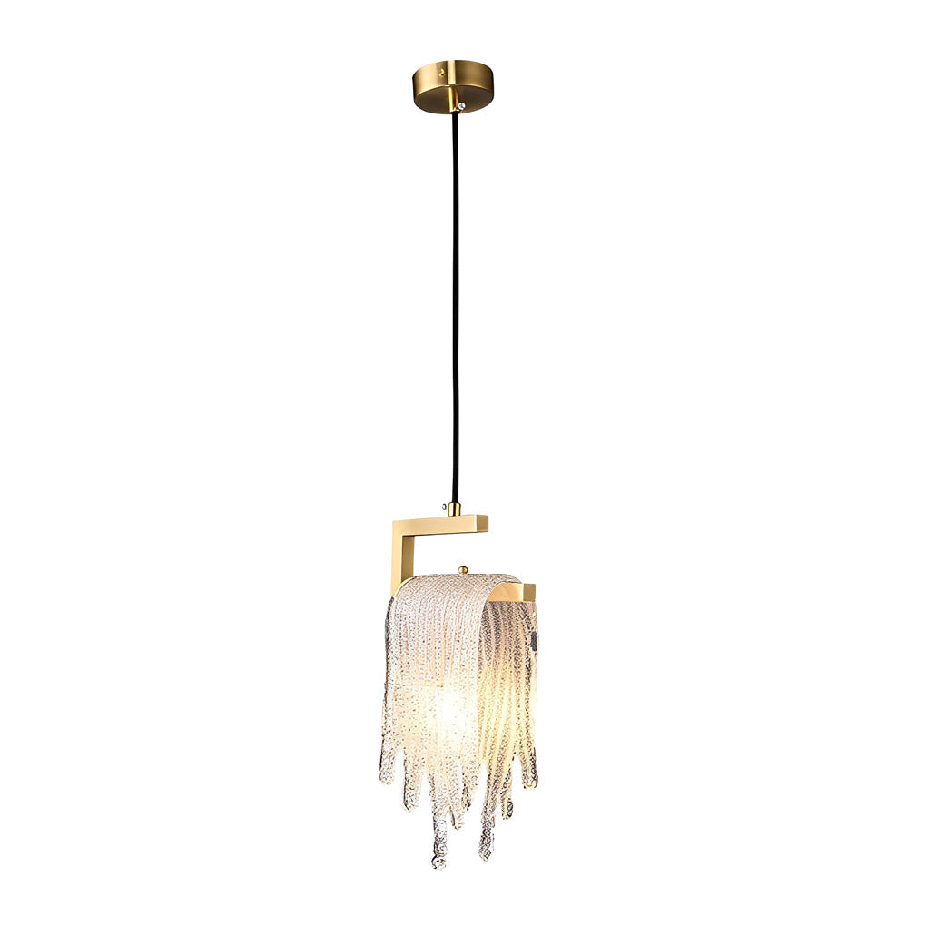 Handcrafted Glass LED Pendant Light with Copper Accent