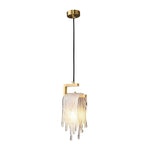 Handcrafted Glass LED Pendant Light with Copper Accent
