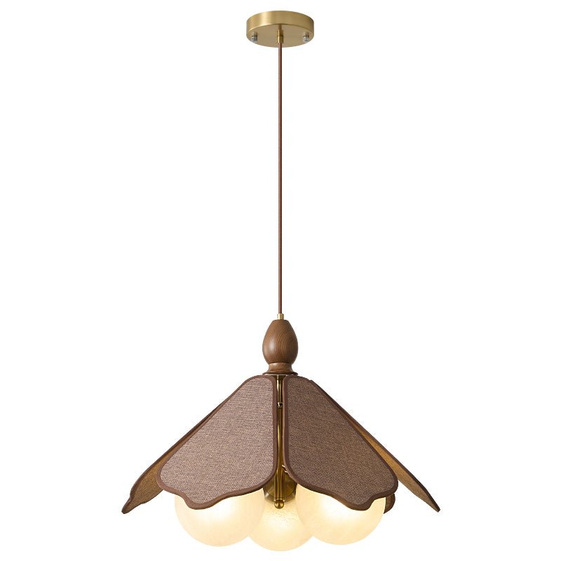 Ravia Pendant Light in Raffia, Glass, and Wood – Modern Organic Chandelier for Dining and Living Spaces