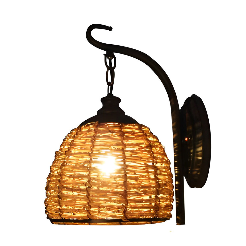Hand Weaving Rattan Wall Light Fixture Ha088253
