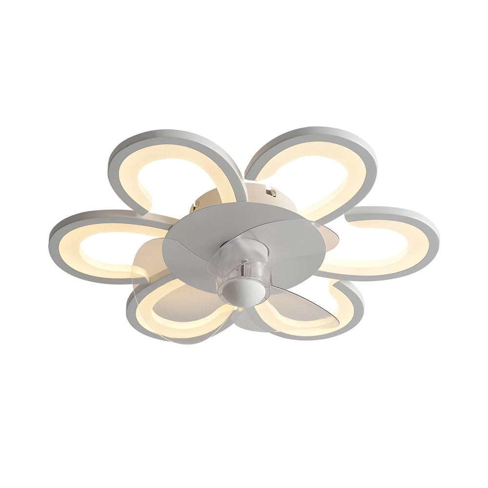 19 7 In 6 Speed White Flush Mount Flower Ceiling Fan Light