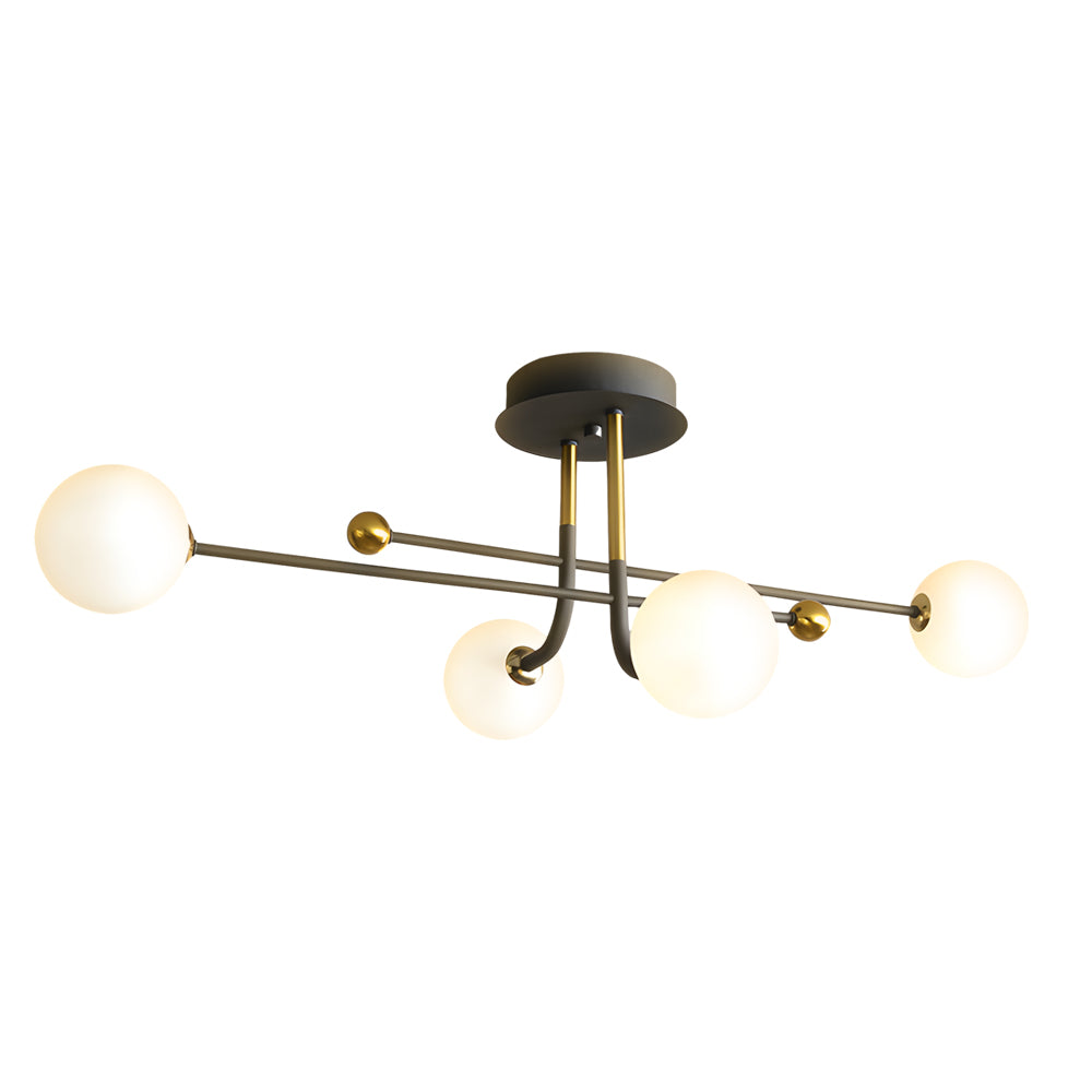 4 6 8 Light Modern Sputnik Globe Semi Flush Mount Light With White Glass Shade