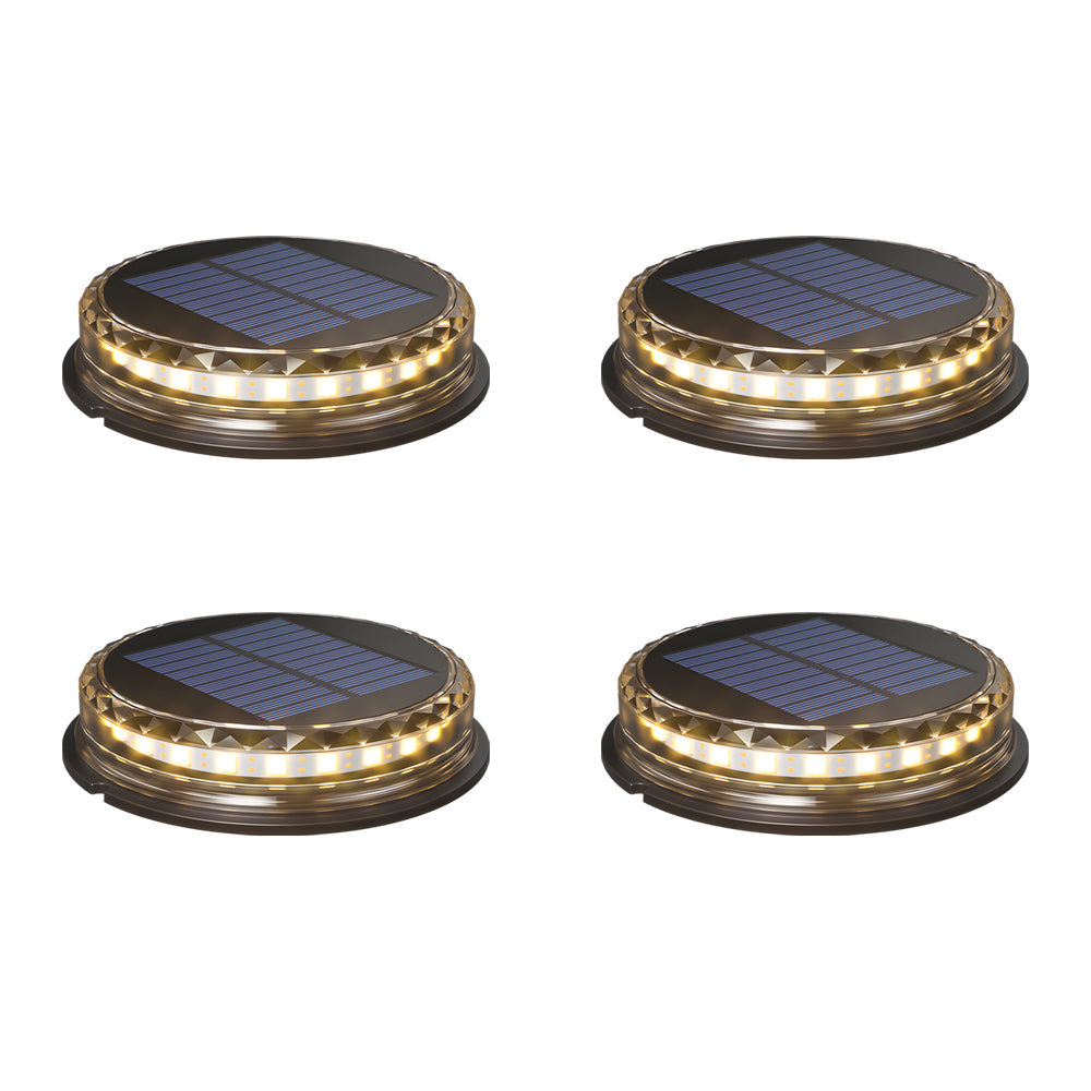 Modern Black Led Outdoor Solar Disc Path Light 4 Pack