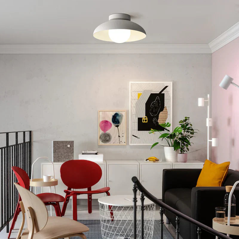 Minimalist Metal Semi Flush Light