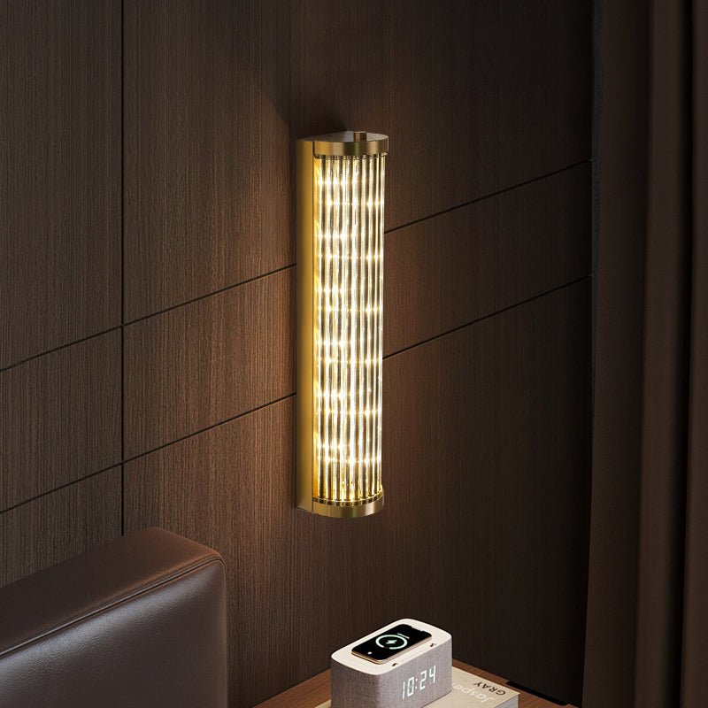 Luma Column LED Wall Sconce in Brushed Gold and Clear Glass