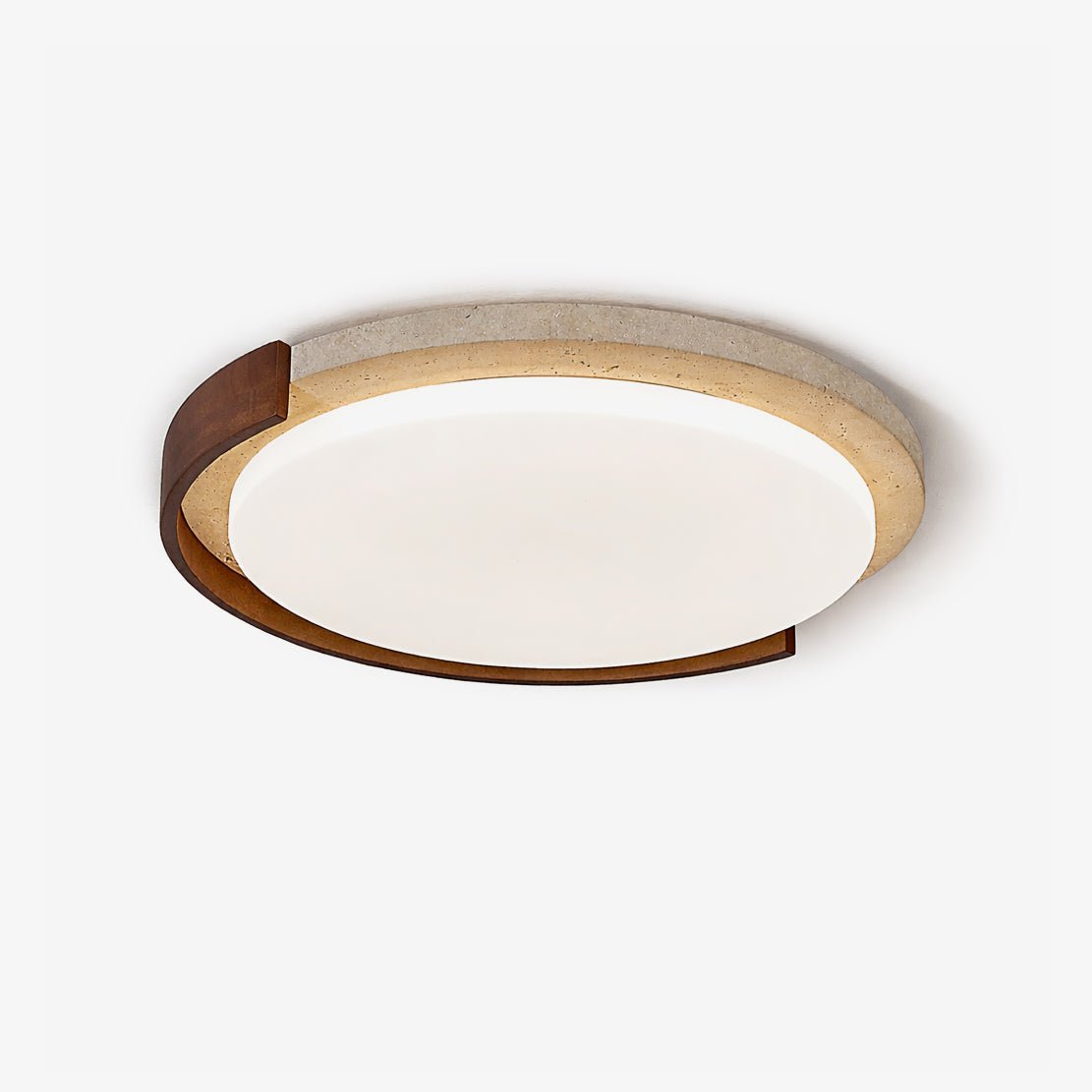 Terra Orbit Ceiling Light in Yellow Travertine and Wood