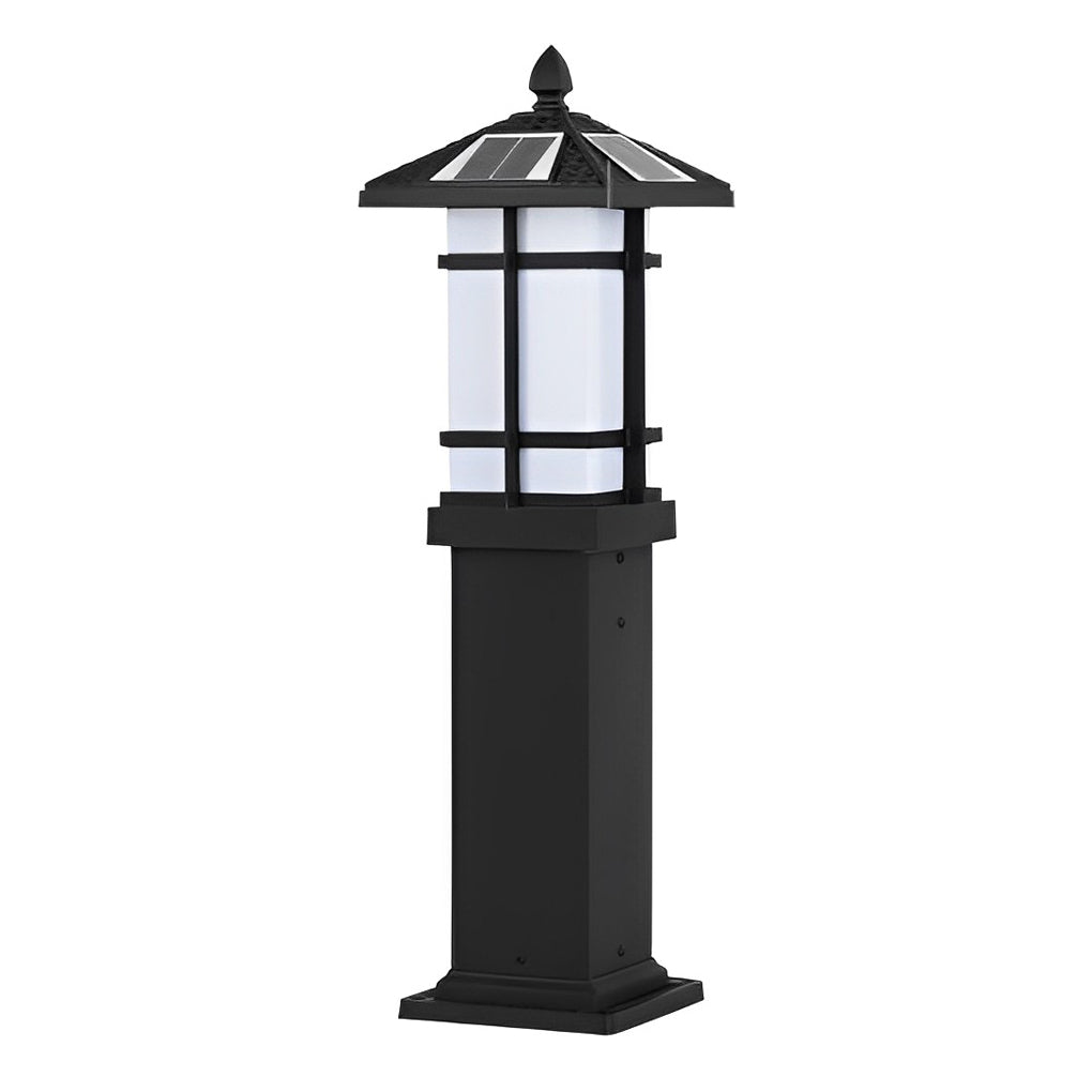 Solar-Powered LED Bollard Lights with Asian-Inspired Design for Modern Outdoor Spaces