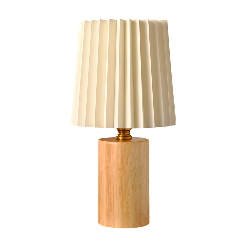 Wood Column Table Lamp With Pleated Empire Lampshade
