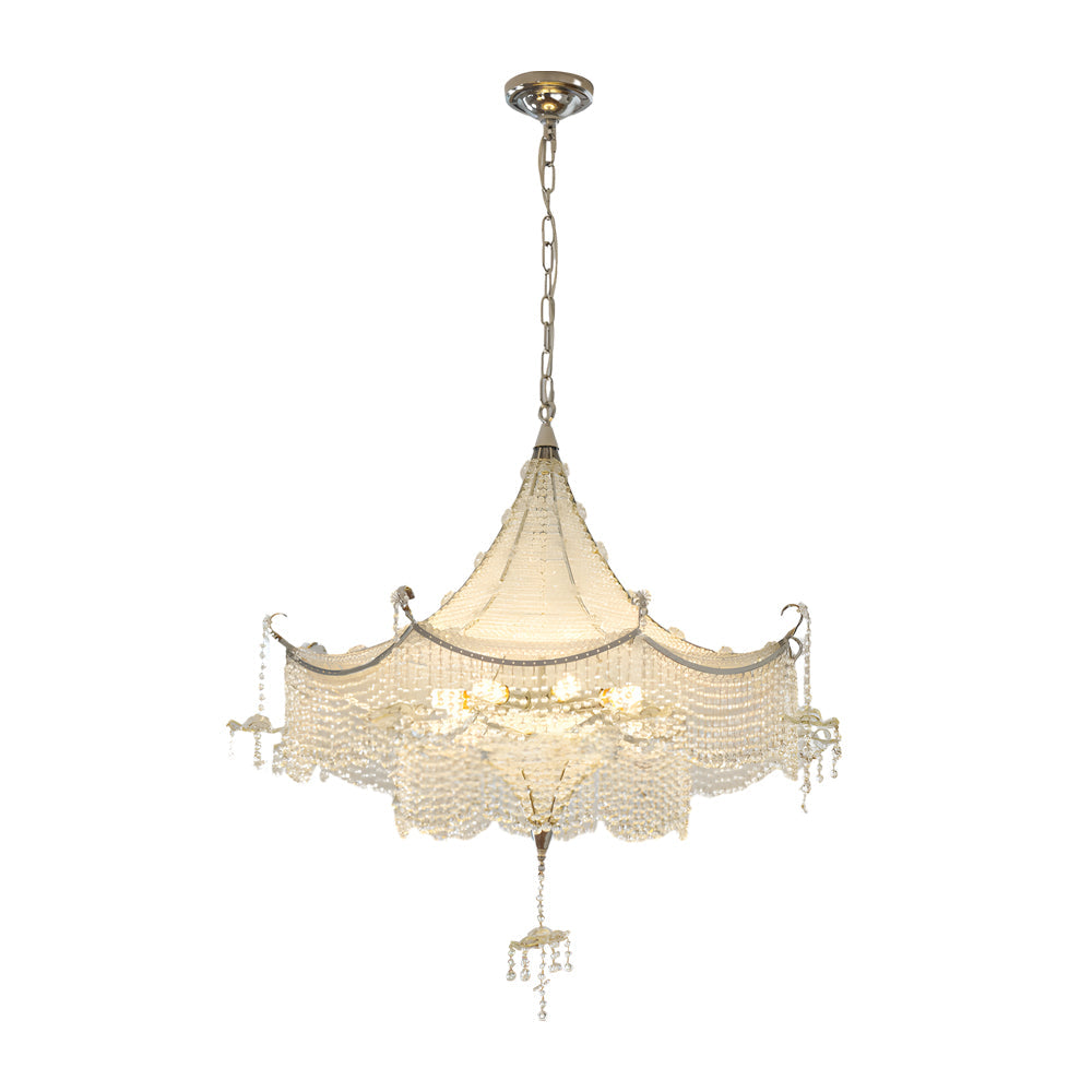 Elegant Pagoda Crystal Chandelier With Led Dimming Elegant Chrome Finish