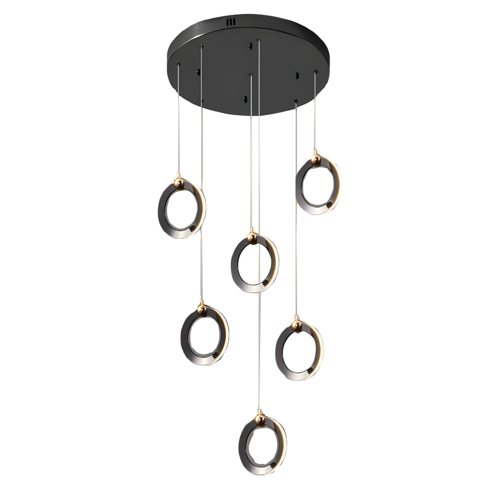 Led Ring Clusters Rotating Staircase Chandelier