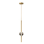 Modern 1 Light Copper Single Crystal Pendant Light With 3 Step Dimming Led