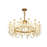 Golden Luxury 24 Light Crystal Flower Chandelier For Living Room