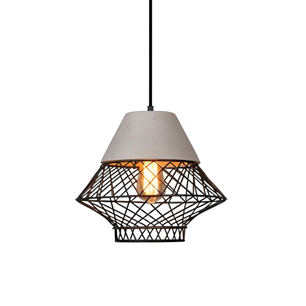 Cement Iron Cage Retro Pendant Light Li002289