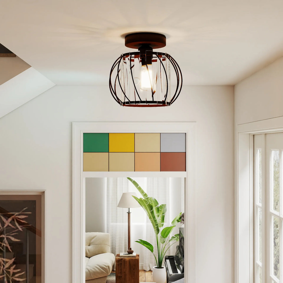 Modern Creative Lantern Shape Glass Ceiling Light