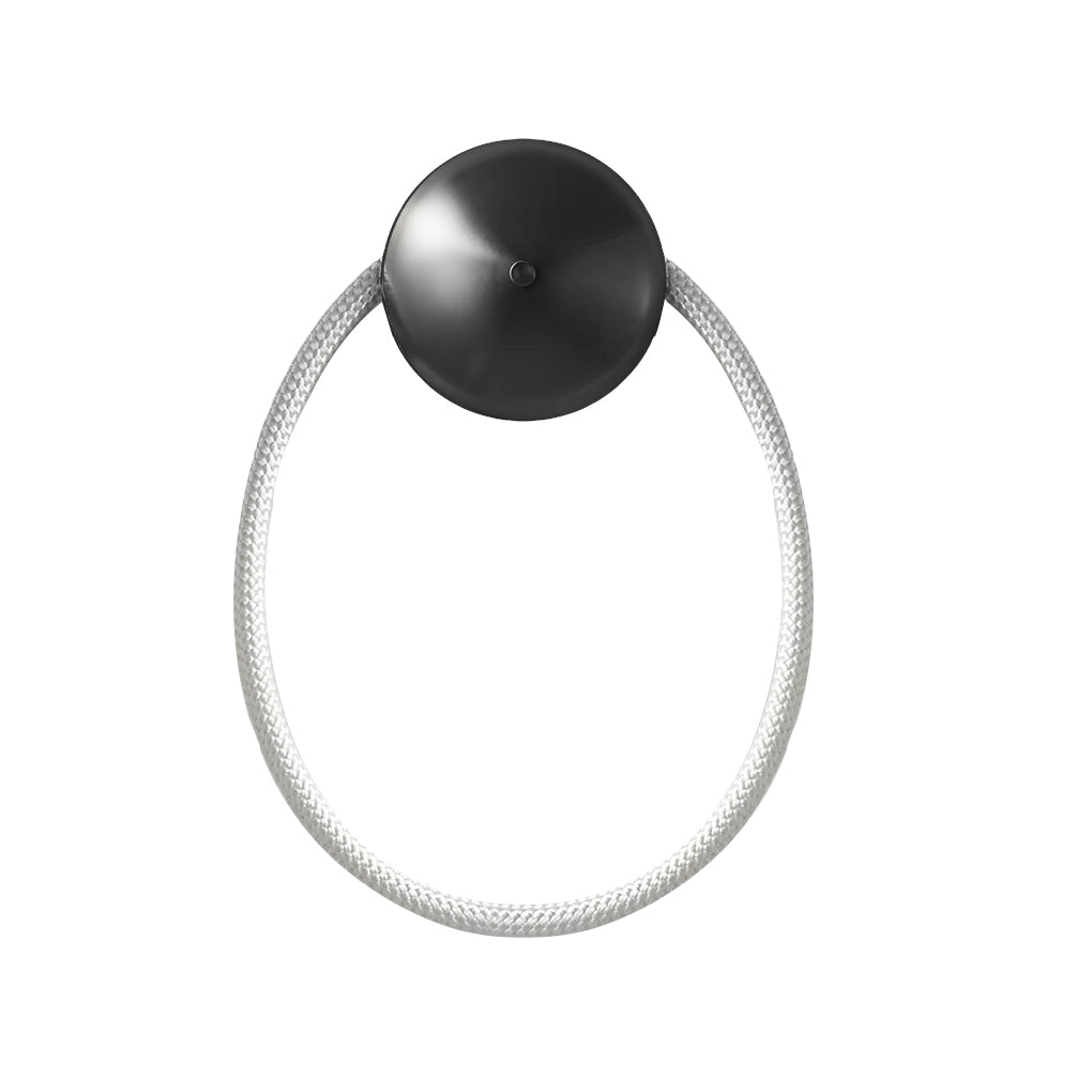 Artisan Round LED Wall Sconce in Brushed Black with Handwoven Nylon Shade