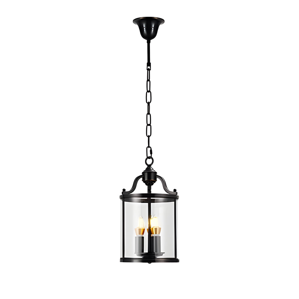 3 4 Light Candlelight Vintage Cylinder Glass Lantern Pendant Light Black