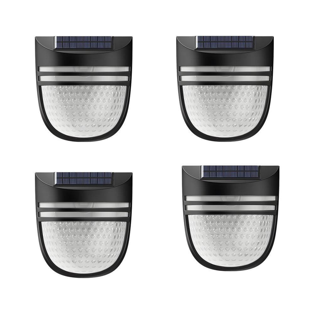 Modern Solar Powered Black Wall Fence Lights 4 Pack