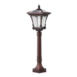 Vintage Solar LED Lawn Lamp with Ornate Top in Coffee Gold Finish