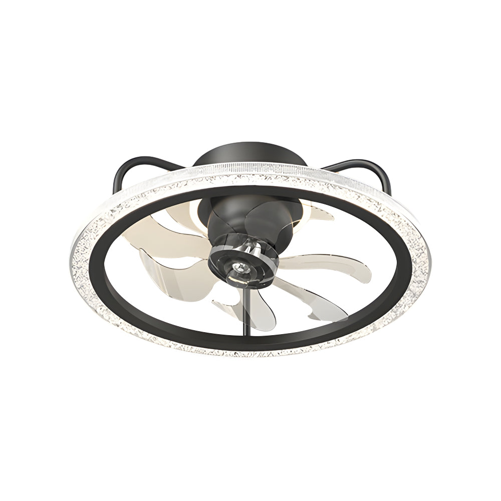 Creative 360 Shake Head Round 3 Step Dimming Modern Ceiling Fans With Light