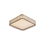 Crystal And Frosted Shade Luxury Round Square Flush Mount Ceiling Light