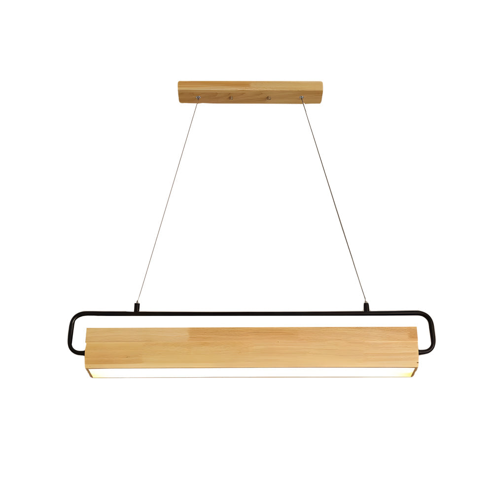 Wooden Led Dining Pendant Light Rectangle